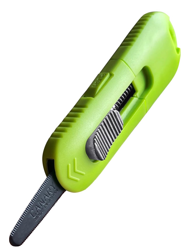 CANARY Box Cutter Auto Retractable Blade, Safety Box Opener Tool [Non-Stick Fluorine Coating Blade], Made in JAPAN, Green (DC-20F-1) - Image 1